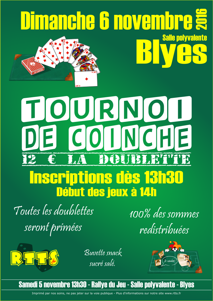 Tournoi de coinche 6 Novembre 2016